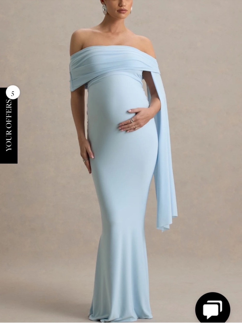 Club L London Aquila Powder Blue Maternity Maxi Dress